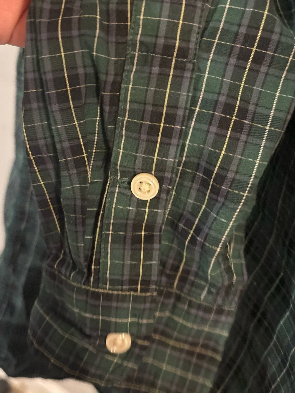 Ralph Lauren Green and Navy Plaid Button-Down Shirt- size medium (10-12Y)